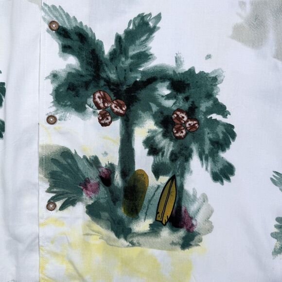 Hawaiian Shirt Mens XL White Aloha Button Short Sleeve Modern Print - Picture 6 of 13